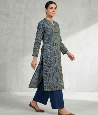 Azrak printed all over suit with dupatta