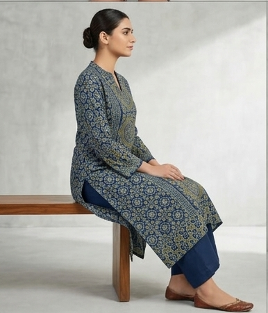 Azrak printed all over suit with dupatta