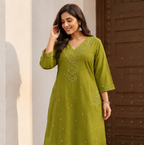 Mirror work yoke with dupatta