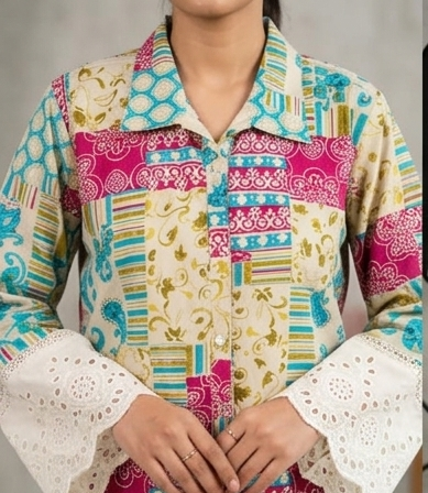 Hakoba cotton printed cord set offwhite