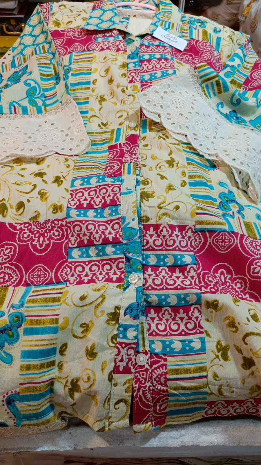 Hakoba cotton printed cord set offwhite